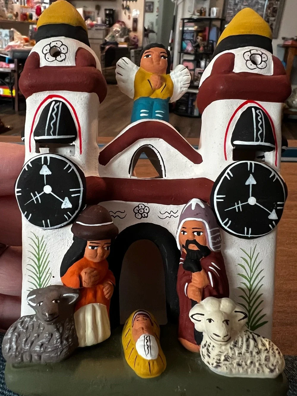 VTG Peru Clay Ceramic Pottery Folk Art Mission Church Nativity Manger Scene